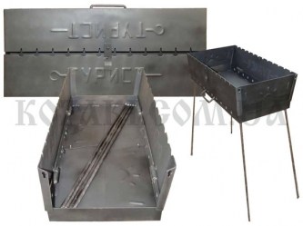 Мангал складной Турист-12 (на 12 шампуров, 610х280х170 мм, вес 9,6 кг)